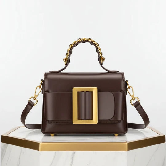 Aristella Large Buckle Structured Top Shoulder Bag