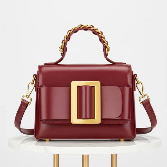 Aristella Large Buckle Structured Top Shoulder Bag