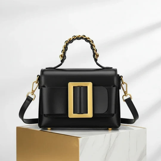 Aristella Large Buckle Structured Top Shoulder Bag