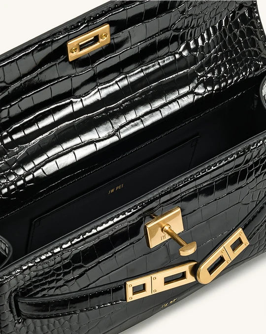 Beatrice Croc Embossed Mini Rectangular Top Handle Bag