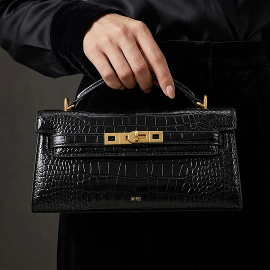 Beatrice Croc Embossed Mini Rectangular Top Handle Bag