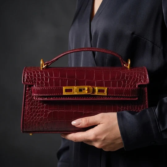 Beatrice Croc Embossed Mini Rectangular Top Handle Bag