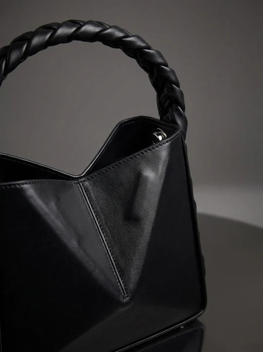 Bianca Geometric Triangle Braided Handle Mini Handbag