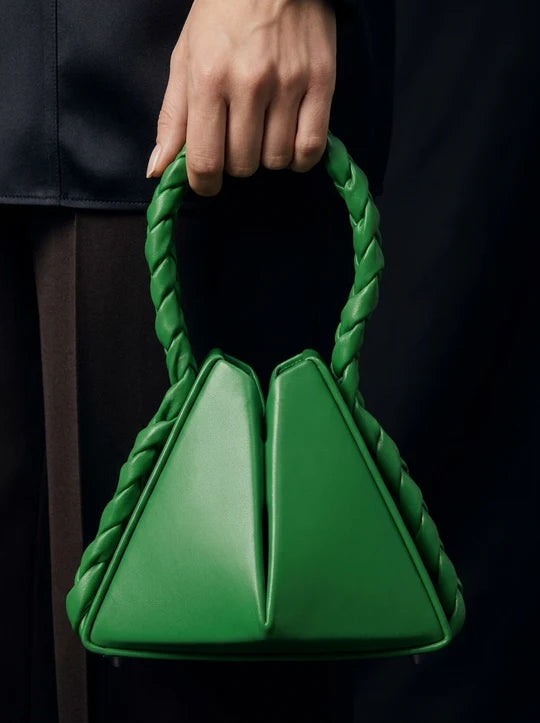 Bianca Geometric Triangle Braided Handle Mini Handbag