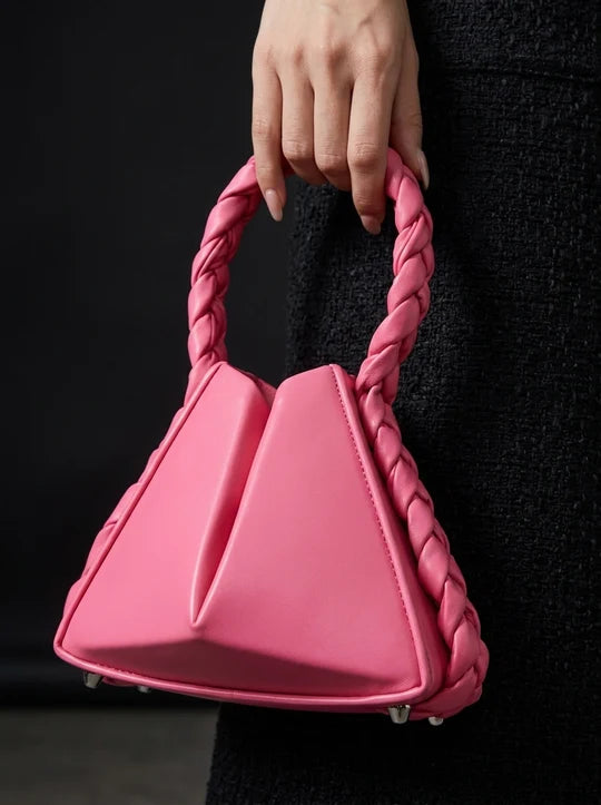 Bianca Geometric Triangle Braided Handle Mini Handbag