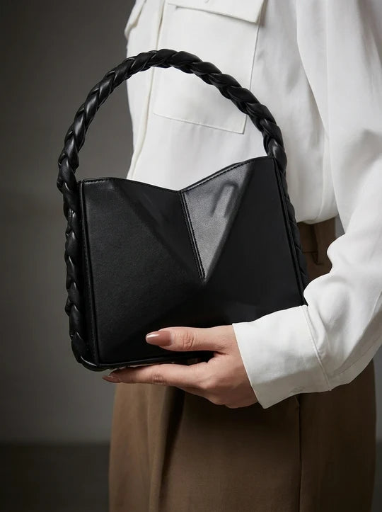 Bianca Geometric Triangle Braided Handle Mini Handbag
