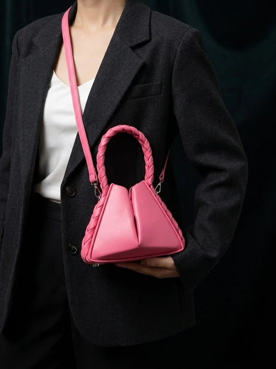 Bianca Geometric Triangle Braided Handle Mini Handbag