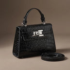 Celeste Croc Embossed Structured Top Handle Bag