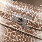 Celeste Croc Embossed Structured Top Handle Bag