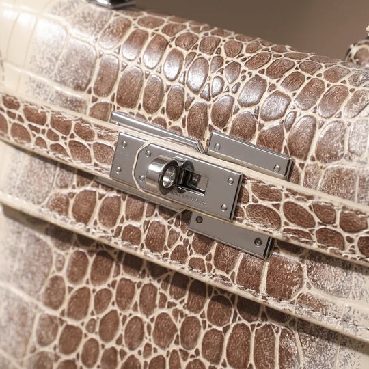 Celeste Croc Embossed Structured Top Handle Bag