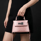 Celeste Croc Embossed Structured Top Handle Bag