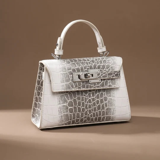 Celeste Croc Embossed Structured Top Handle Bag