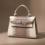 Celeste Croc Embossed Structured Top Handle Bag
