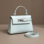 Celeste Croc Embossed Structured Top Handle Bag