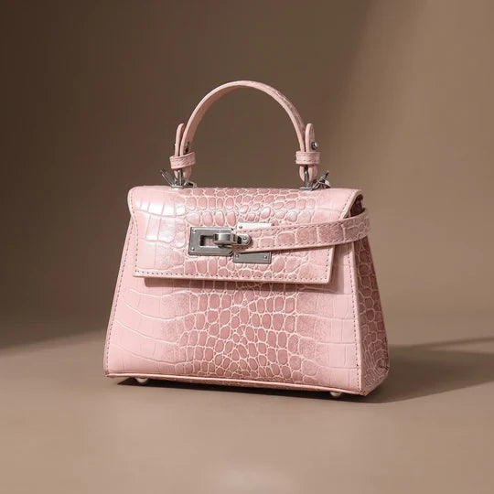 Celeste Croc Embossed Structured Top Handle Bag