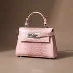 Celeste Croc Embossed Structured Top Handle Bag