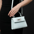 Celeste Croc Embossed Structured Top Handle Bag