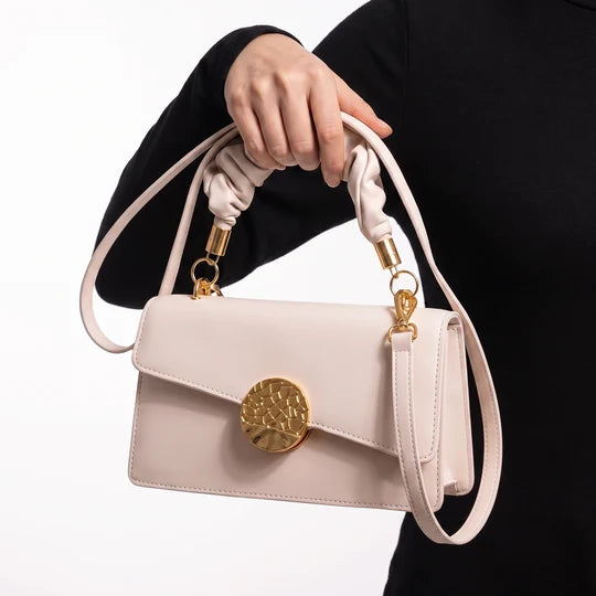 Greylin Rectangular Flap Bag with Ruched Top Handle