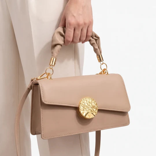Greylin Rectangular Flap Bag with Ruched Top Handle