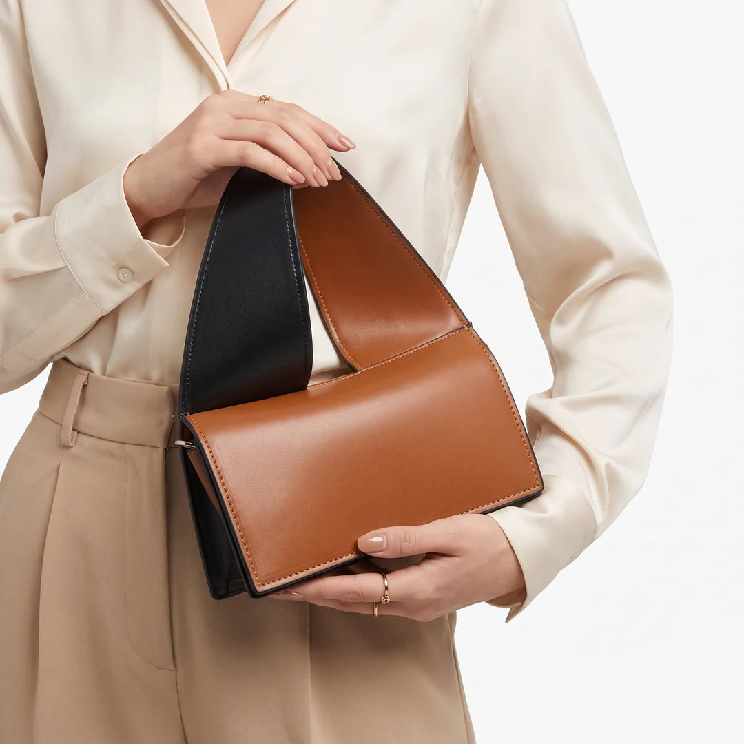 Hazel Color Block Wide Handle Rectangular Handbag
