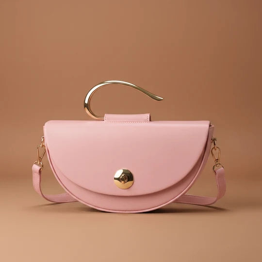 Letizia Half Moon Saddle Bag with Metal Ring Handle