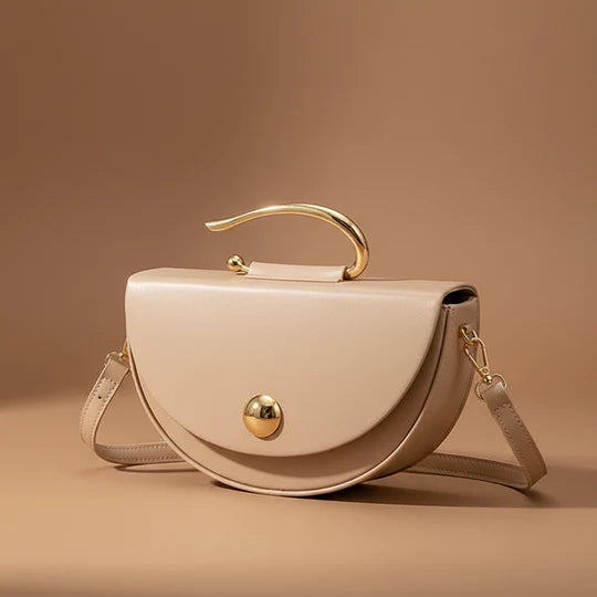 Letizia Half Moon Saddle Bag with Metal Ring Handle