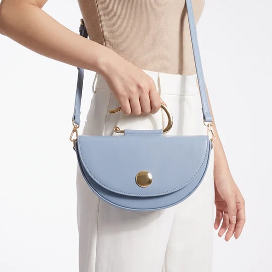 Letizia Half Moon Saddle Bag with Metal Ring Handle