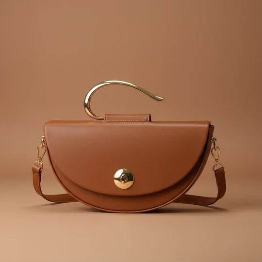 Letizia Half Moon Saddle Bag with Metal Ring Handle