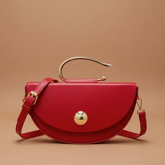 Letizia Half Moon Saddle Bag with Metal Ring Handle