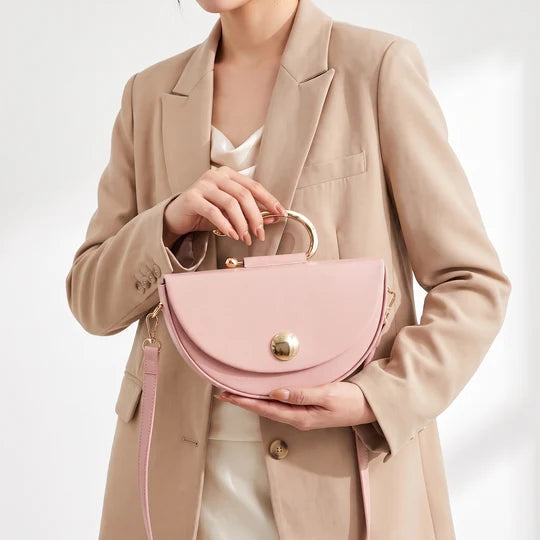 Letizia Half Moon Saddle Bag with Metal Ring Handle