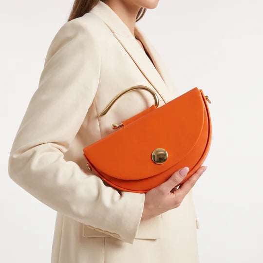 Letizia Half Moon Saddle Bag with Metal Ring Handle