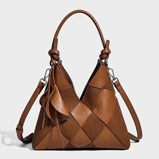 Sienna Woven Geometric Tote Top Handle Bag