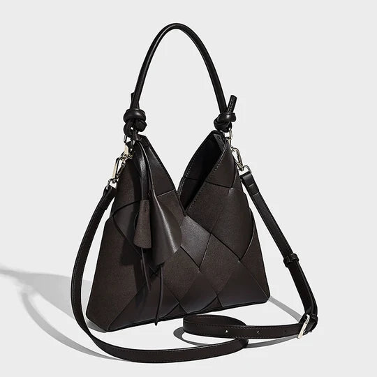 Sienna Woven Geometric Tote Top Handle Bag