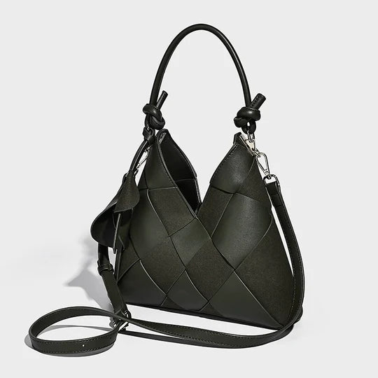 Sienna Woven Geometric Tote Top Handle Bag