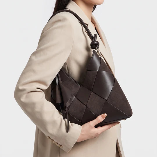 Sienna Woven Geometric Tote Top Handle Bag