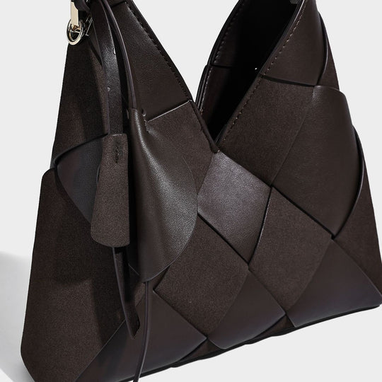 Sienna Woven Geometric Tote Top Handle Bag