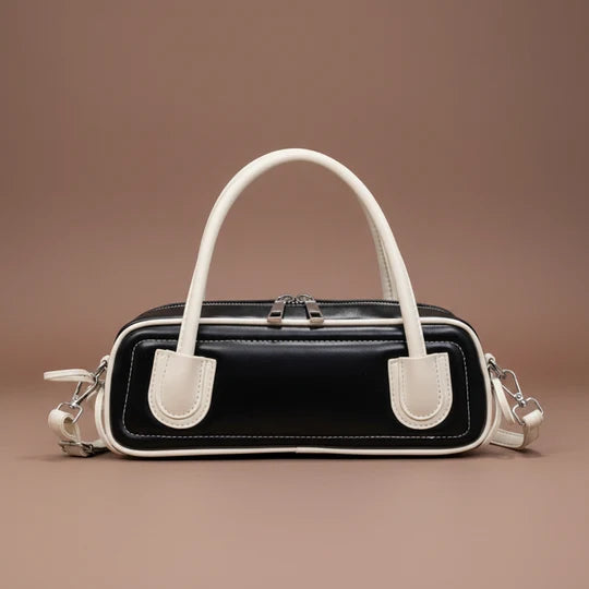 Tatiana Retro Contrast Trim Baguette Handbag