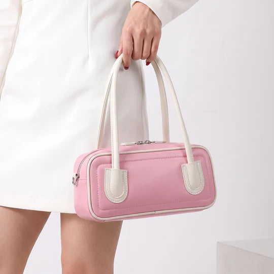 Tatiana Retro Contrast Trim Baguette Handbag