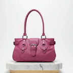 Velisse Vintage Buckle Shoulder Tote Bag