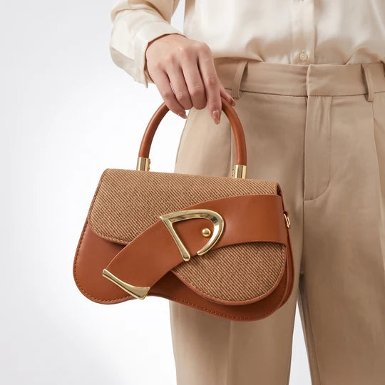 Yasmin Textured Top Handle Saddle Bag